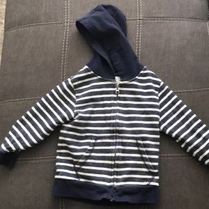 Navy blue striped zip hoodie